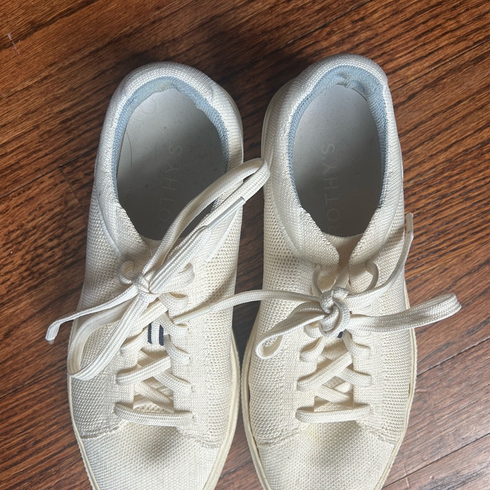 Rothy's Cream Knit Lace-Up Sneakers